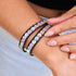 Rainbow White | Mermaid Glass | Black Linen Wrap Bracelet